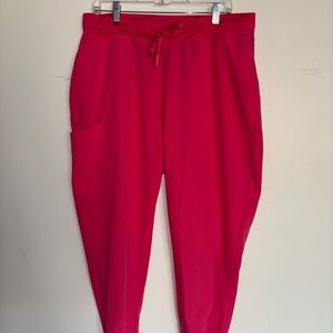 Vibrant Red and Pink Casual Sweatpants with Elastic Waistband